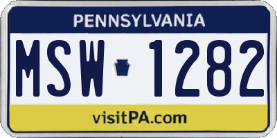 PA license plate MSW1282