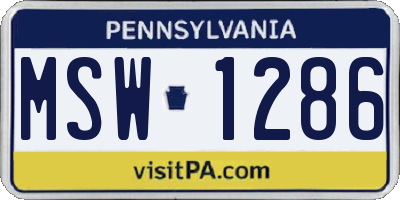 PA license plate MSW1286