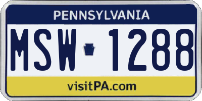 PA license plate MSW1288