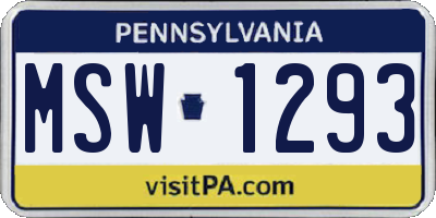 PA license plate MSW1293