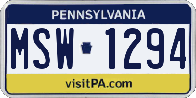 PA license plate MSW1294