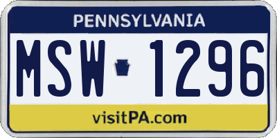 PA license plate MSW1296