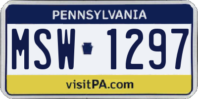 PA license plate MSW1297