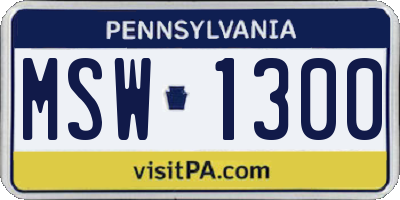 PA license plate MSW1300