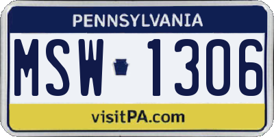 PA license plate MSW1306