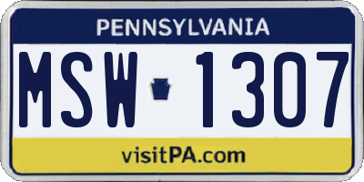 PA license plate MSW1307