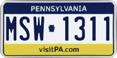 PA license plate MSW1311