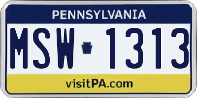PA license plate MSW1313