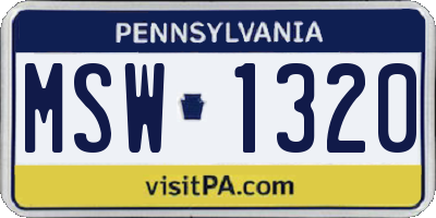 PA license plate MSW1320