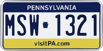 PA license plate MSW1321