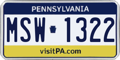 PA license plate MSW1322