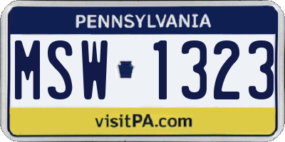 PA license plate MSW1323