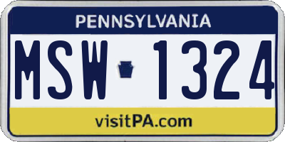 PA license plate MSW1324