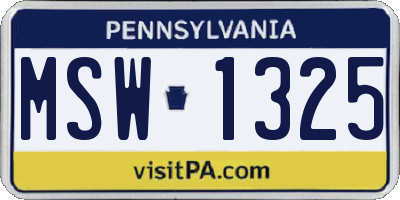 PA license plate MSW1325