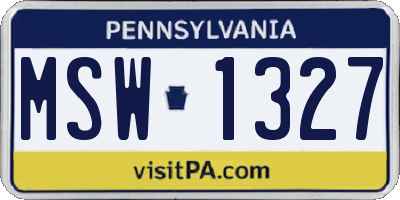 PA license plate MSW1327