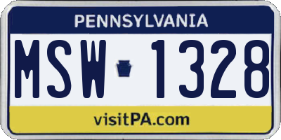 PA license plate MSW1328