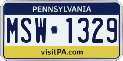 PA license plate MSW1329