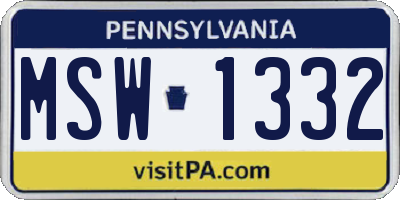 PA license plate MSW1332