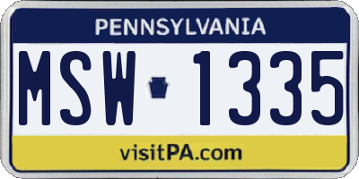 PA license plate MSW1335