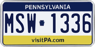 PA license plate MSW1336