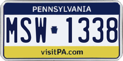 PA license plate MSW1338