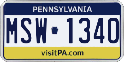 PA license plate MSW1340