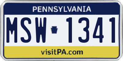 PA license plate MSW1341