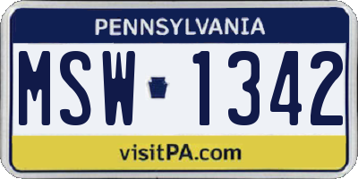 PA license plate MSW1342