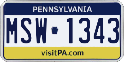 PA license plate MSW1343