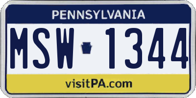 PA license plate MSW1344