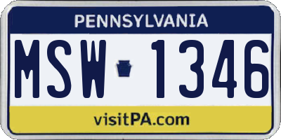 PA license plate MSW1346