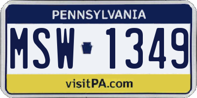 PA license plate MSW1349