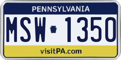 PA license plate MSW1350
