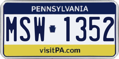 PA license plate MSW1352
