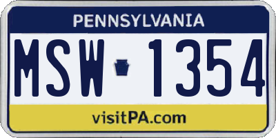 PA license plate MSW1354