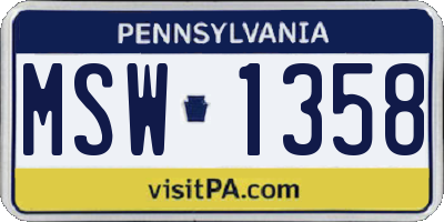 PA license plate MSW1358