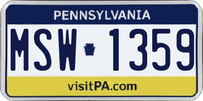 PA license plate MSW1359