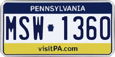 PA license plate MSW1360