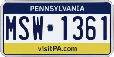 PA license plate MSW1361