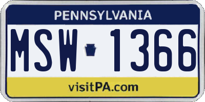 PA license plate MSW1366
