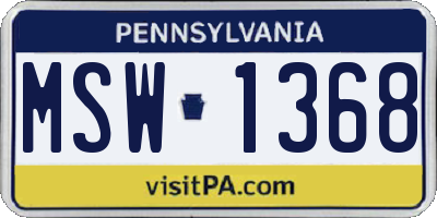 PA license plate MSW1368