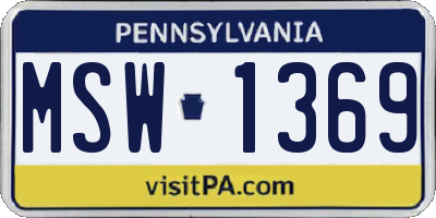 PA license plate MSW1369
