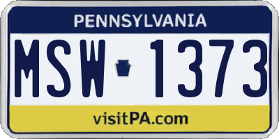 PA license plate MSW1373
