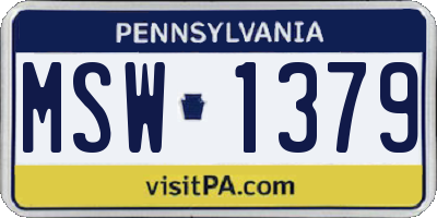 PA license plate MSW1379