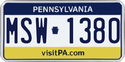 PA license plate MSW1380