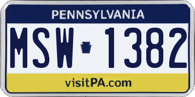PA license plate MSW1382