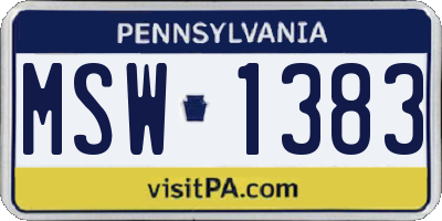 PA license plate MSW1383