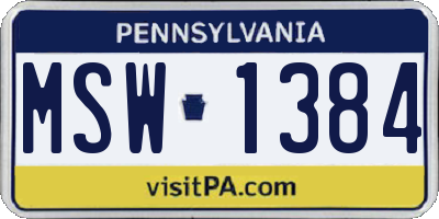 PA license plate MSW1384