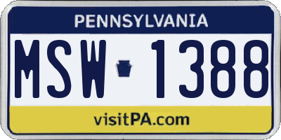 PA license plate MSW1388