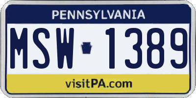 PA license plate MSW1389